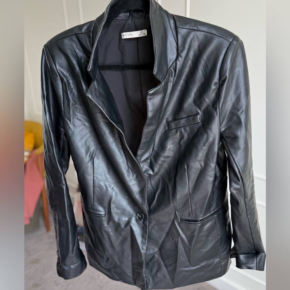 Black pLeather Blazer